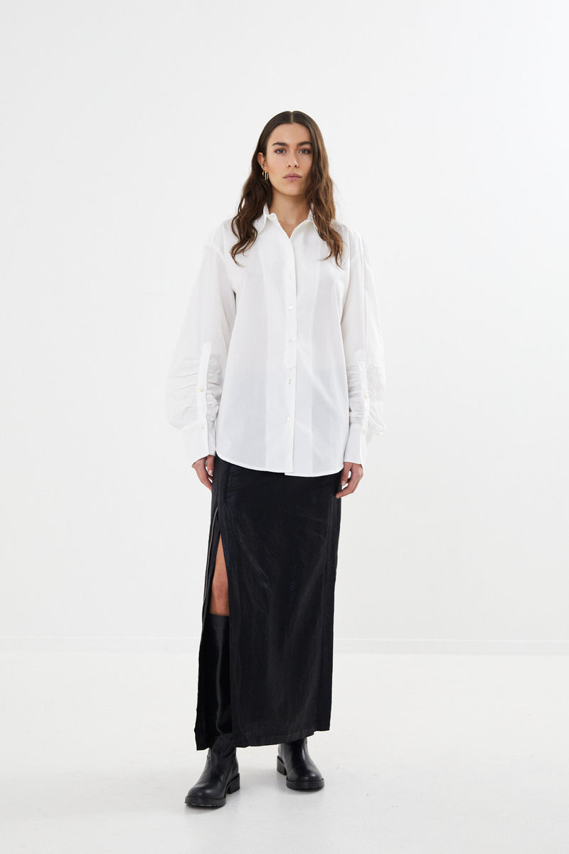 Lourdes - Poplin cuff detail shirt I White    3 - Rabens Saloner