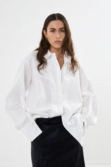 Lourdes - Poplin cuff detail shirt I White    1 - Rabens Saloner