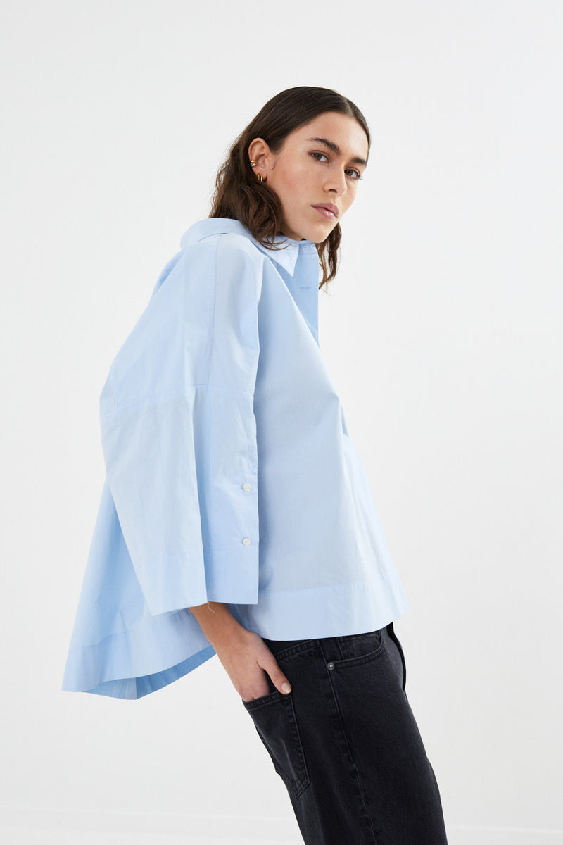 Louisanna - Poplin cropped shirt I Light blue    2 - Rabens Saloner