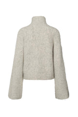 Hiam - Fluffy boxy sweater  I Light grey melange    4 - Rabens Saloner