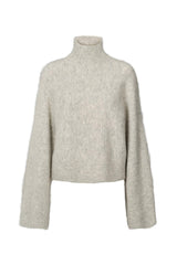 Hiam - Fluffy boxy sweater  I Light grey melange    3 - Rabens Saloner