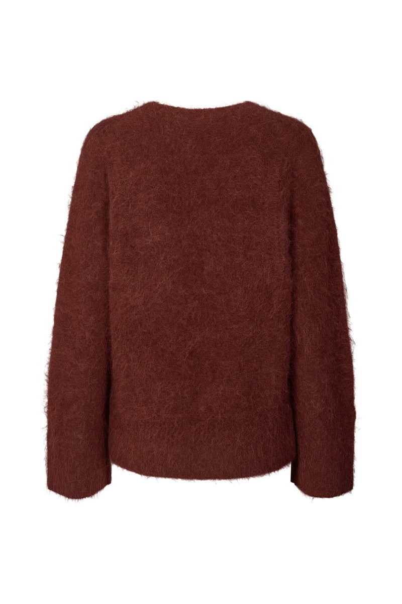 Lott - Fluffy split back sweater I Burgundy    3 - Rabens Saloner