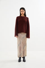 Lott - Fluffy split back sweater I Burgundy 4 - Rabens Saloner