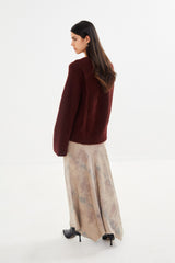 Lott - Fluffy split back sweater I Burgundy 5 - Rabens Saloner