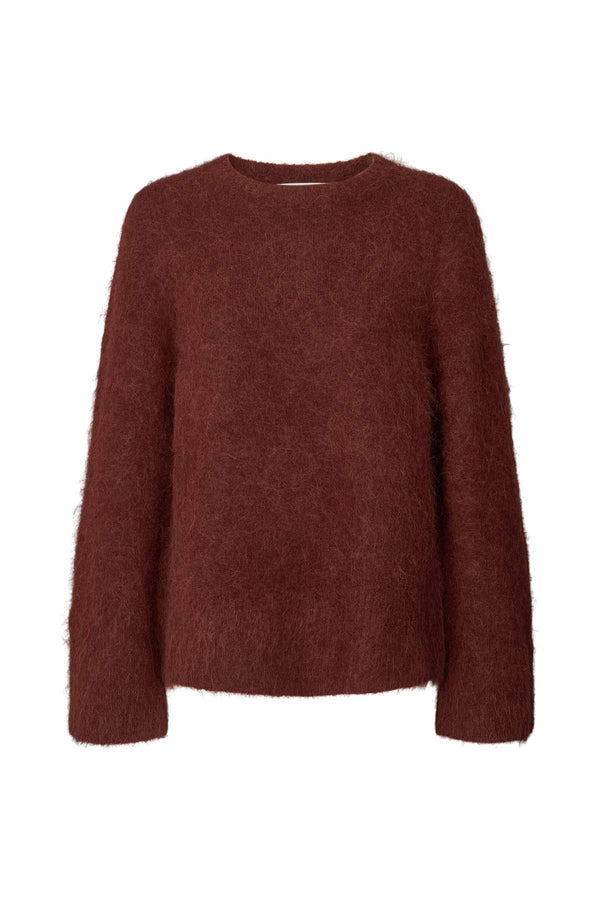 Lott - Fluffy split back sweater  I Burgundy    4 - Rabens Saloner