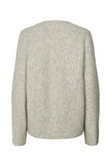 Lott - Fluffy split back sweater I Light grey melange 2 - Rabens Saloner