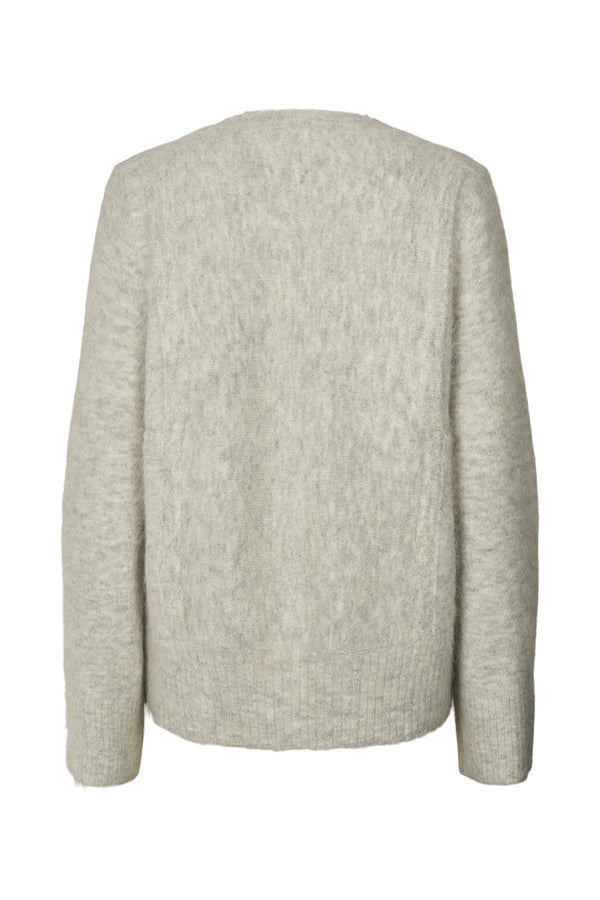 Lott - Fluffy split back sweater  I Light grey melange