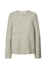 Lott - Fluffy split back sweater  I Light grey melange    1 - Rabens Saloner