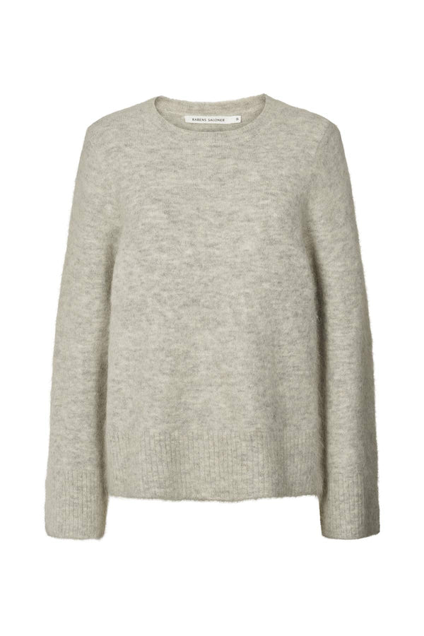 Lott - Fluffy split back sweater  I Light grey melange