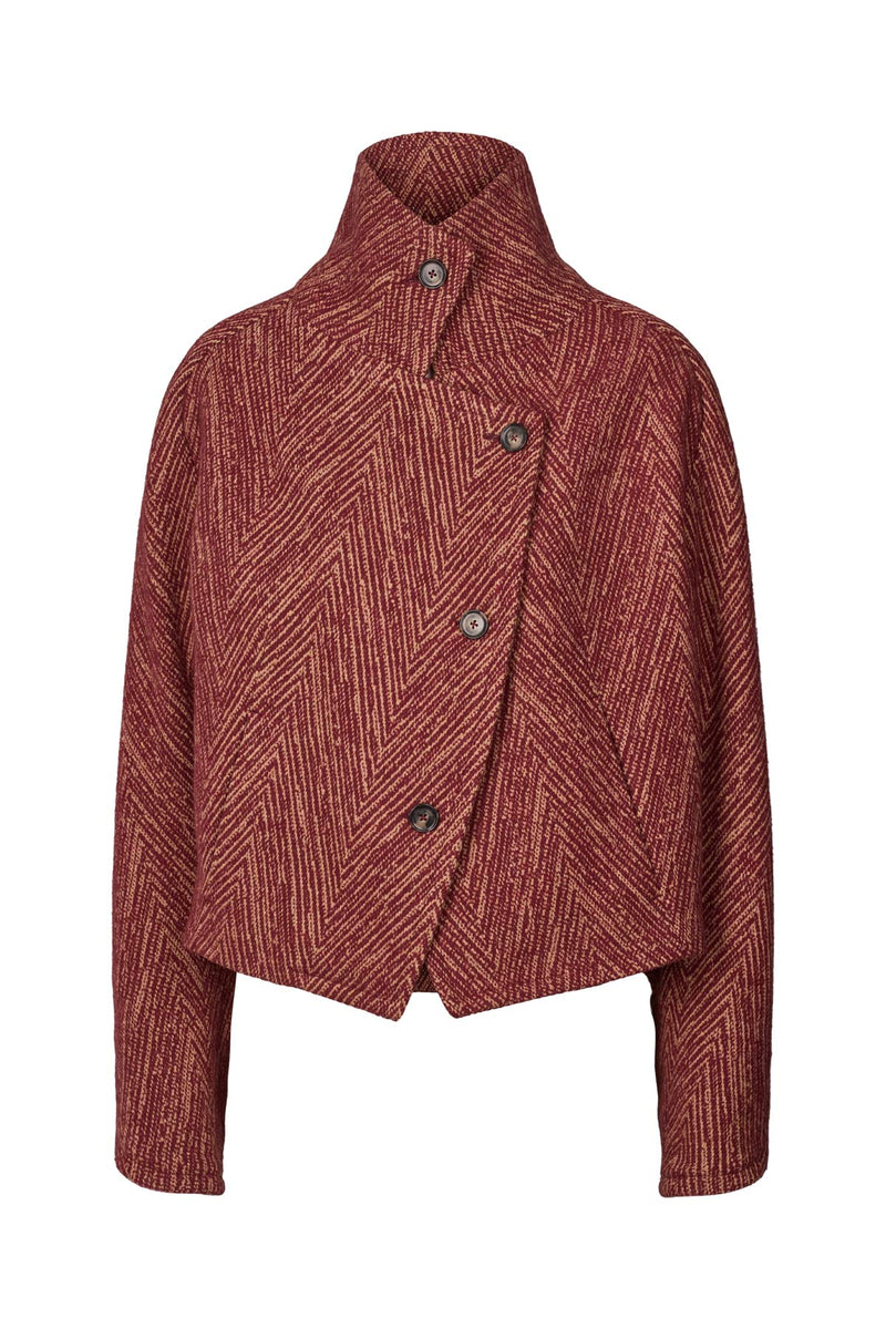 Lunna - Herringbone jacket I Burgundy combo 5 - Rabens Saloner