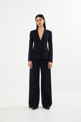 Zoe - Tailored wide leg pants I Black navy combo    5 - Rabens Saloner