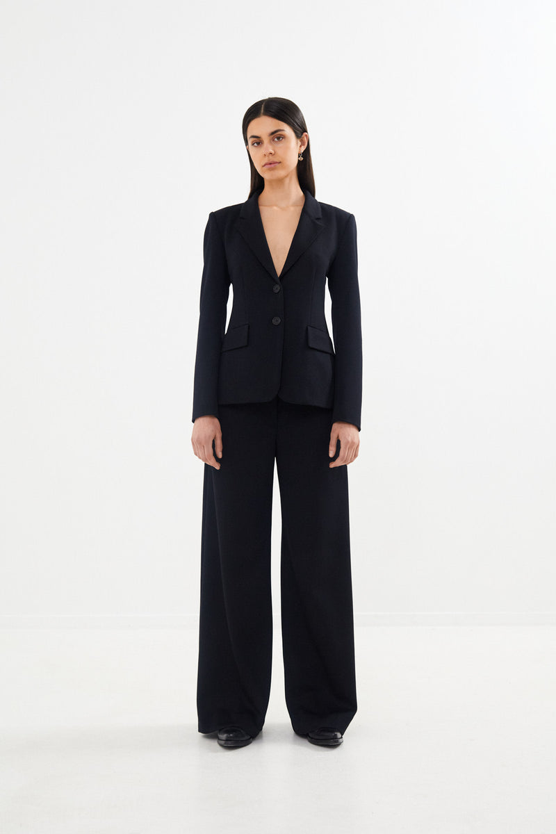 Zoe - Tailored wide leg pants I Black navy combo    5 - Rabens Saloner