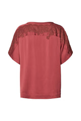 Serena - Solid lacey blouse  I Burgundy    3 - Rabens Saloner