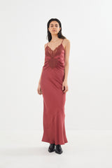 Antonella - Solid lacey string dress  I Burgundy    3 - Rabens Saloner