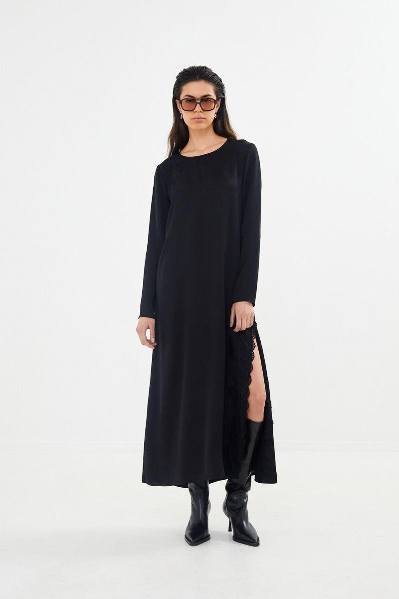 Annelie - Solid lacey dress  I Black    1 - Rabens Saloner