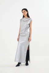 Jamal - Antique silver draped dress  I Antique silver    2 - Rabens Saloner