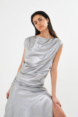 Jamal - Antique silver draped dress  I Antique silver    5 - Rabens Saloner