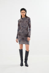 Isi - Mixture gather short dress I Asphalt combo 5 - Rabens Saloner