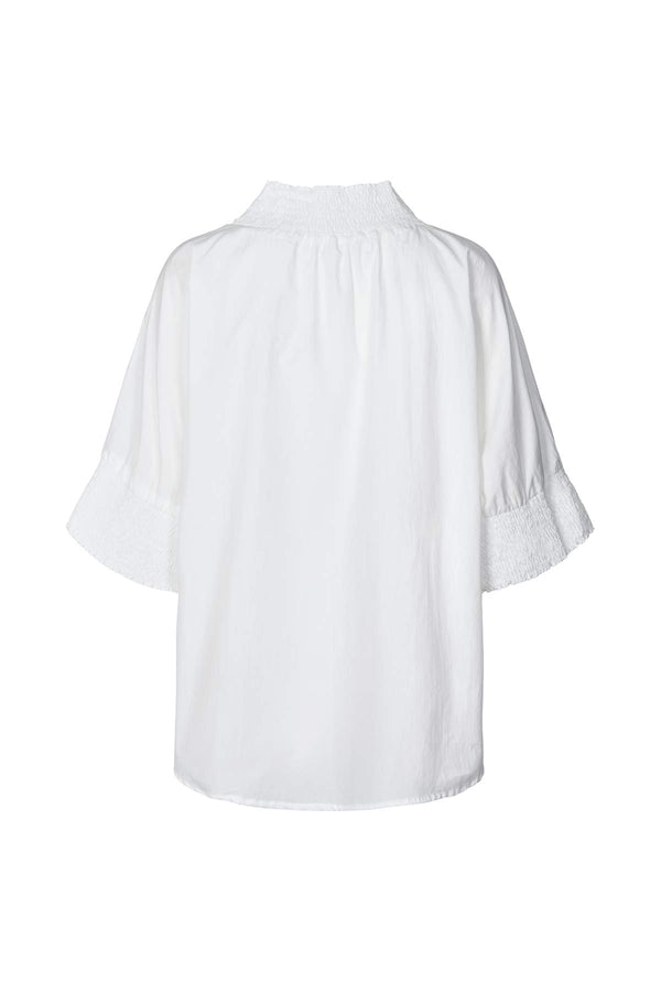 Oona - Poplin shirring blouse I White    2 - Rabens Saloner