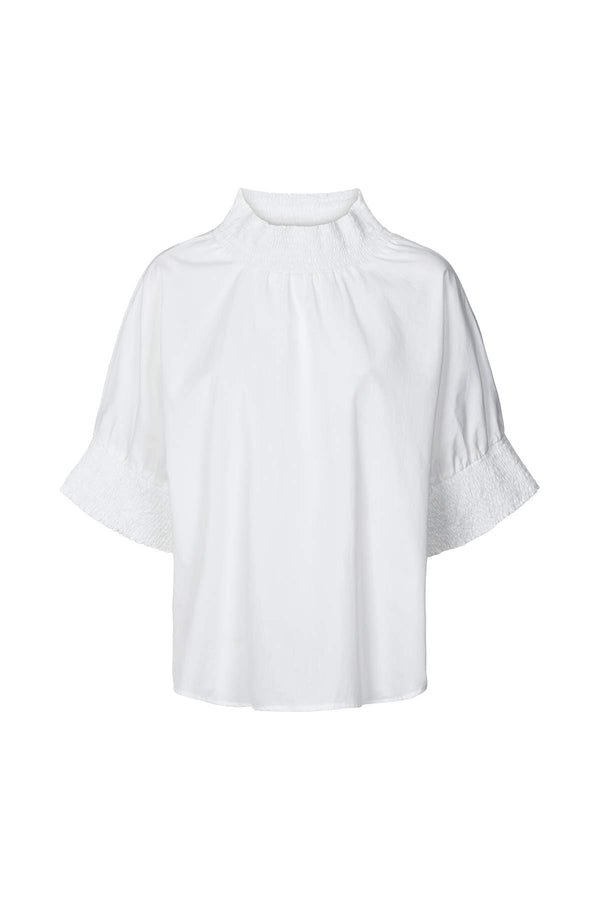 Oona - Poplin shirring blouse I White    1 - Rabens Saloner