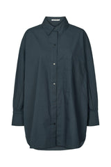 Noah - Poplin oversized shirt I Dark navy Dark navy XS/S 1 - Rabens Saloner