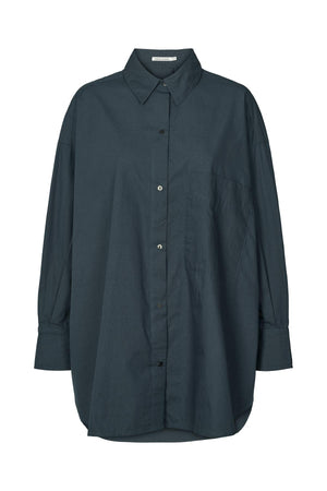 Noah - Poplin oversized shirt  I Dark navy    1 - Rabens Saloner