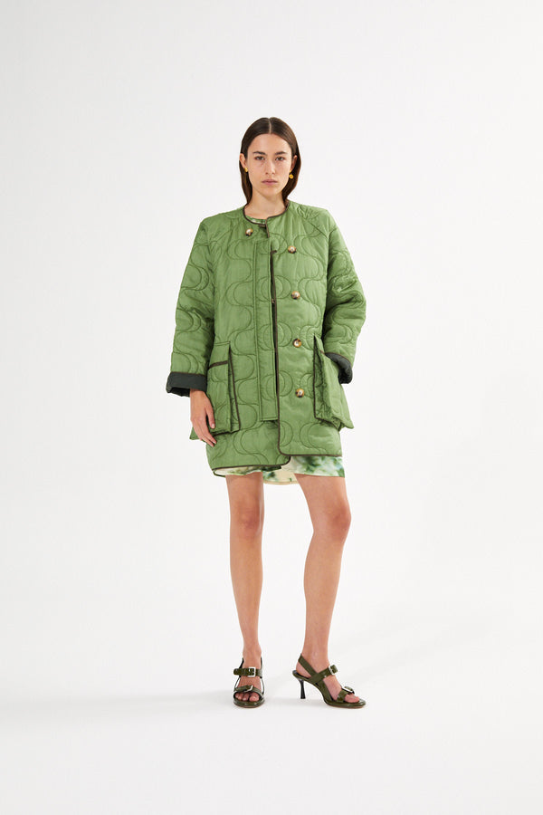 Rahlin - Pastel quilt coat I Stone green 1 - Rabens Saloner