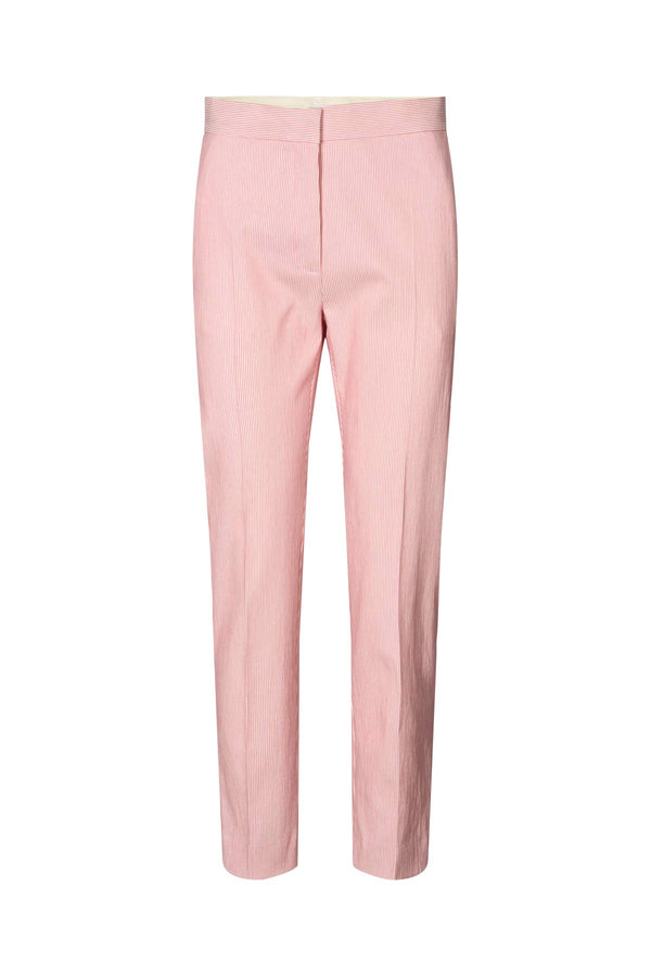 Adelle - Striped tailoring slim pants I Pink stripe