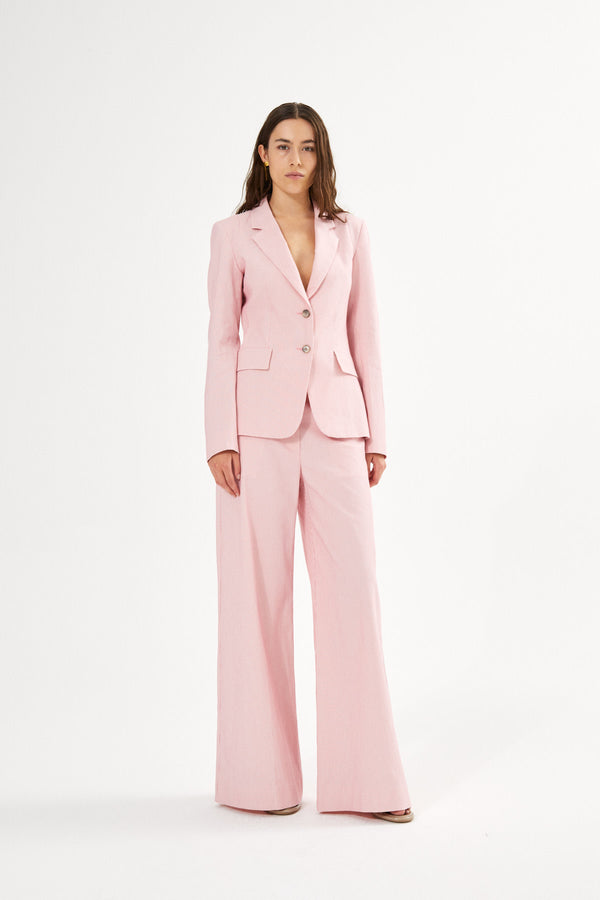 Zoe - Striped tailoring wide leg pants I Pink stripe 1 - Rabens Saloner