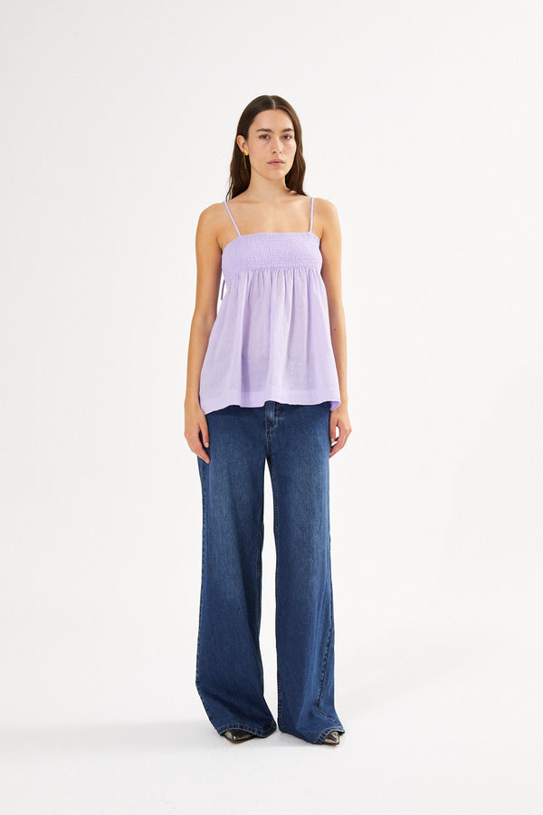 Dot - Cotton smock string top I Violet 1 - Rabens Saloner