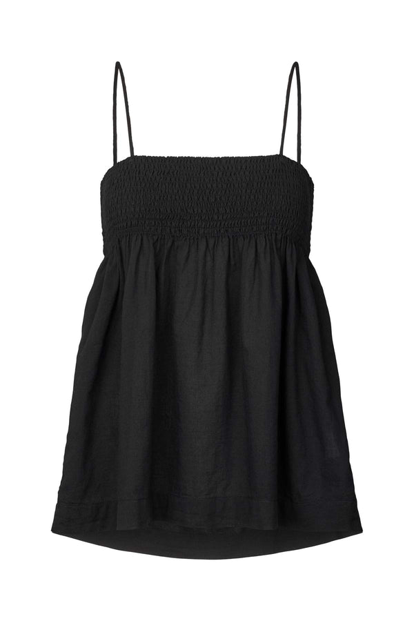 Dot - Cotton smock string top I Black Black XS 1 - Rabens Saloner