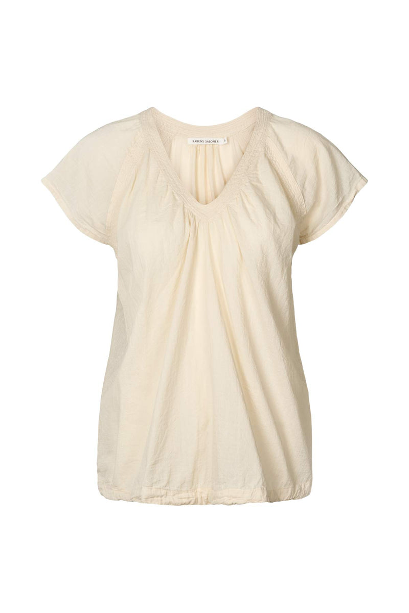 Dipsy - Cotton V-neck top I Sandstone Sandstone XS 2 - Rabens Saloner