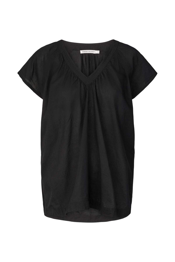 Dipsy - Cotton V-neck top I Black Black XS 1 - Rabens Saloner