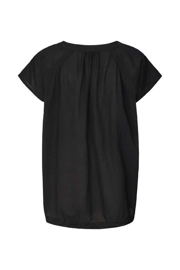 Dipsy - Cotton V-neck top I Black 2 - Rabens Saloner