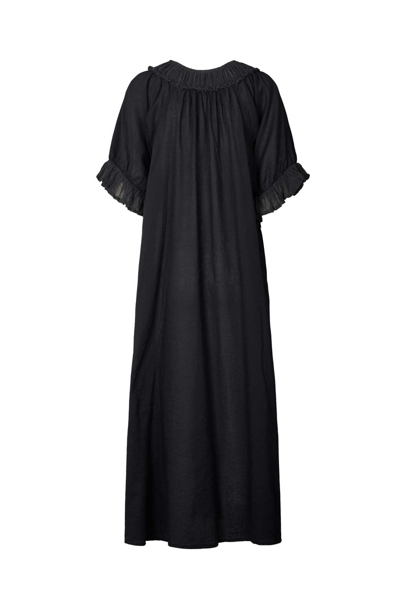 Dorothea - Cotton long angel dress I Black 2 - Rabens Saloner