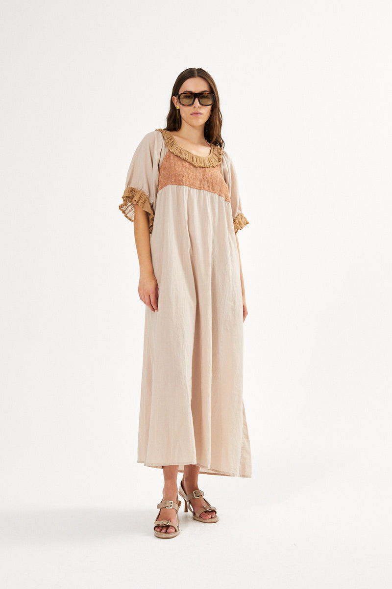 Dorothea - Cotton long angel dress I Caramel 1 - Rabens Saloner