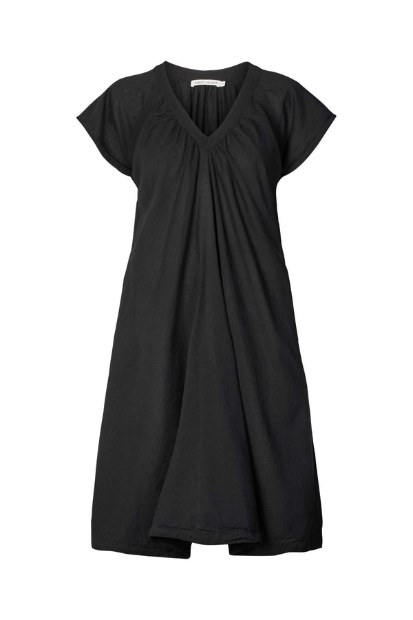 Divine - Cotton V-neck short dress I Black Black XS 1 - Rabens Saloner