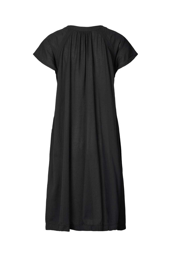 Divine - Cotton V-neck short dress I Black 2 - Rabens Saloner