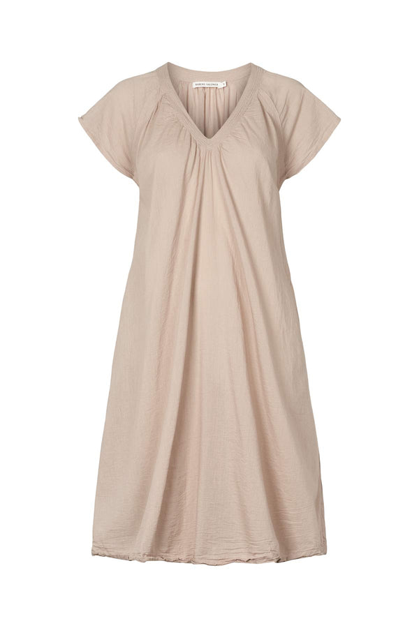 Divine - Cotton V-neck short dress I Caramel Caramel XS 1 - Rabens Saloner