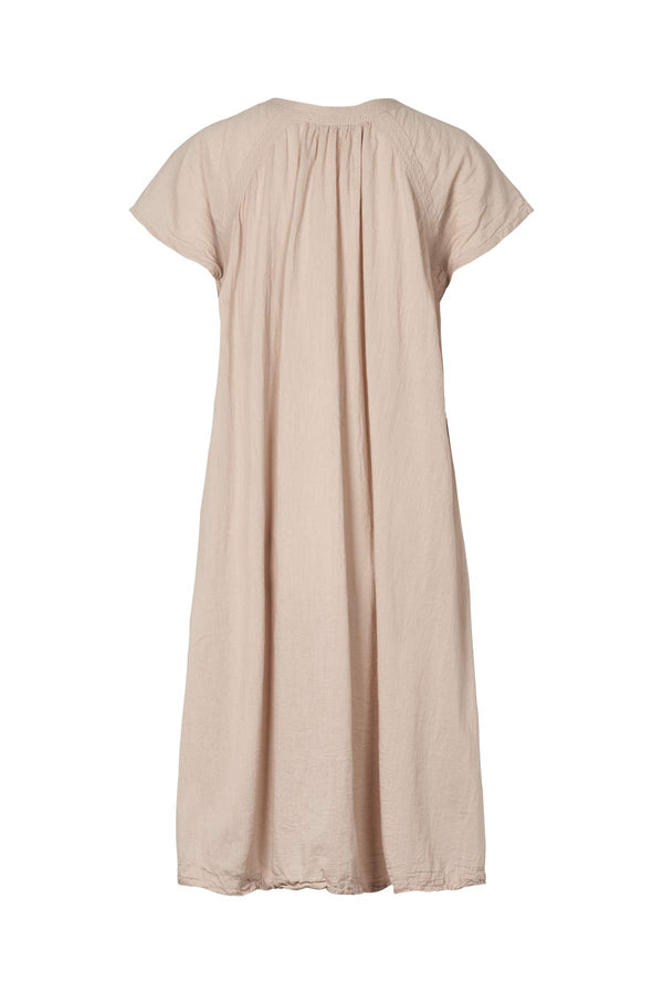 Divine - Cotton V-neck short dress I Caramel 2 - Rabens Saloner