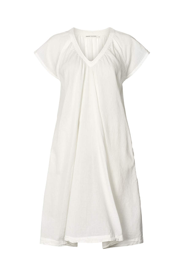 Divine - Cotton V-neck short dress I White White XS 1 - Rabens Saloner