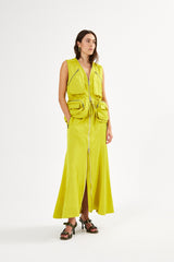 Parel - Techno drape flared skirt I Acid yellow Acid yellow XS 1 - Rabens Saloner