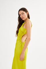 Pandora - Techno drape fitted dress I Acid yellow 2 - Rabens Saloner