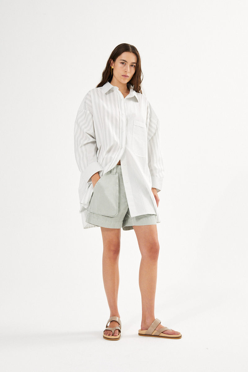 Nata - Canvas light shorts I Grey cloud 3 - Rabens Saloner