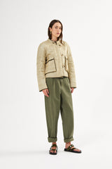 Raina - Canvas light pleat pant I Deep green 3 - Rabens Saloner