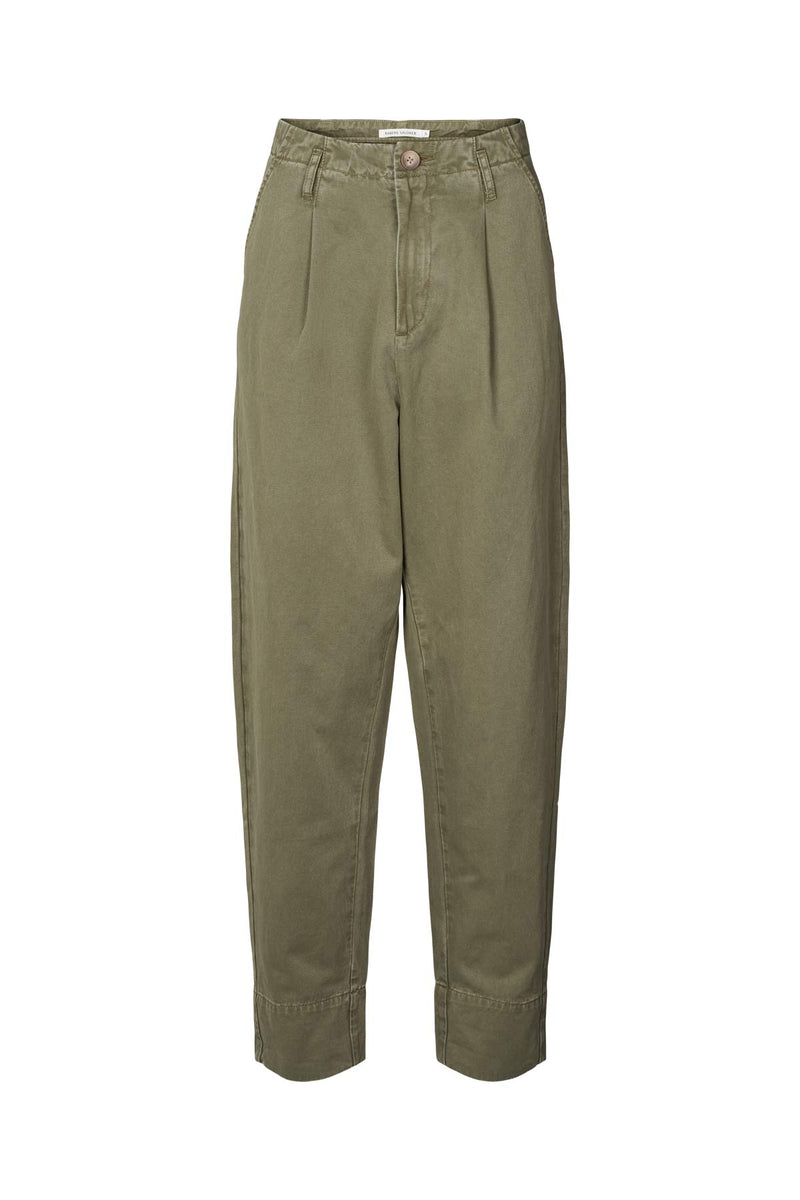 Raina - Canvas light pleat pant I Deep green Deep green XS 4 - Rabens Saloner