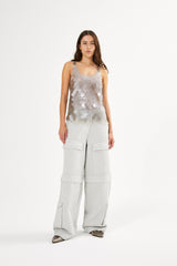 Pammi - Canvas light cargo pants I Grey cloud 1 - Rabens Saloner