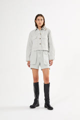 Neva - Canvas light short jacket I Grey cloud 1 - Rabens Saloner