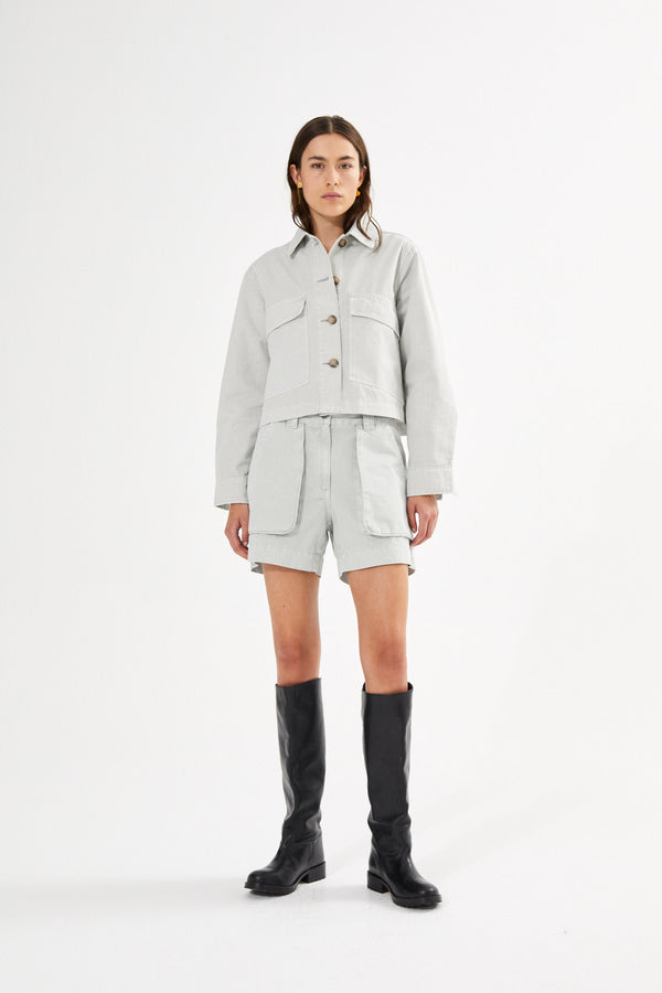 Neva - Canvas light short jacket I Grey cloud 1 - Rabens Saloner