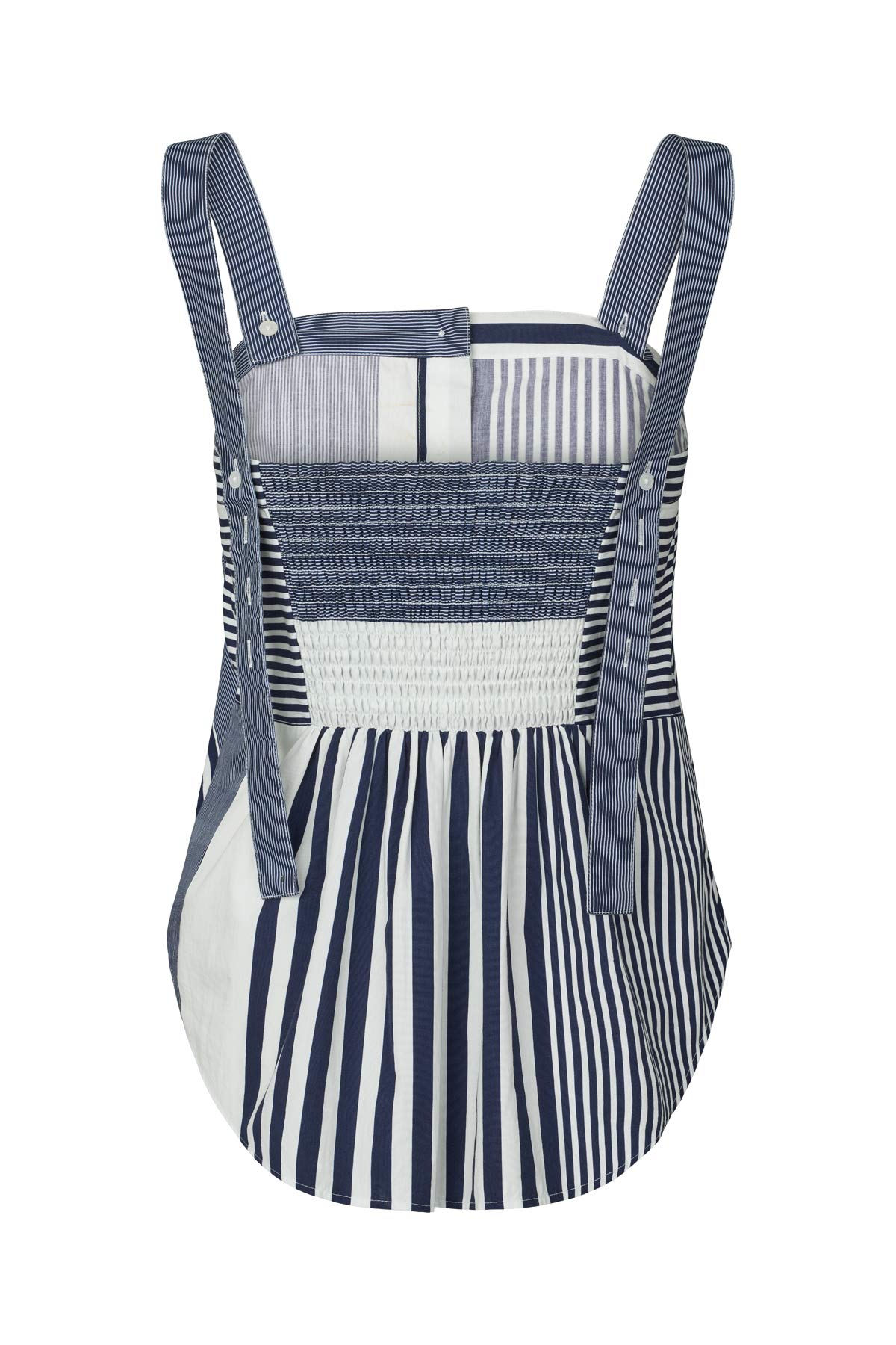 Bibs - Medley stripe tie front top I Navy stripe 2 - Rabens Saloner
